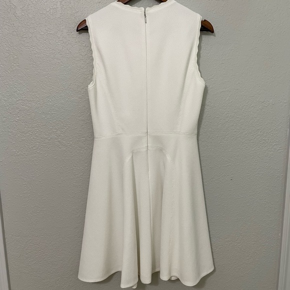 Rebecca Taylor White Fit and Flare Textured Scalloped Dress - Picture 7 of 13